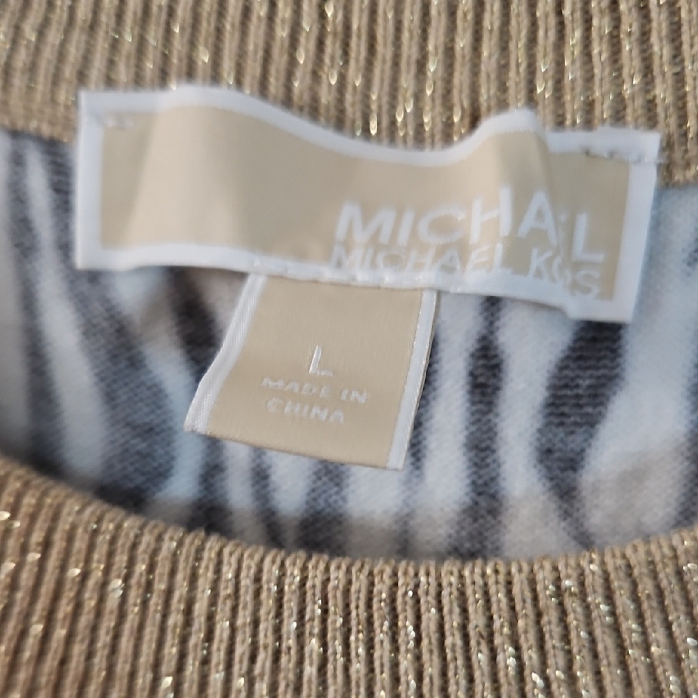 Michael Kors Black and White Zebra Dress with Gold Trim - Picture 3 of 4